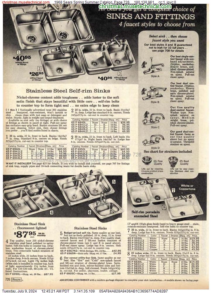 1968 Sears Spring Summer Catalog, Page 726