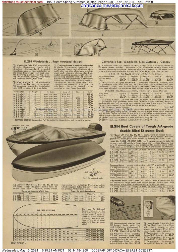 1959 Sears Spring Summer Catalog, Page 1030