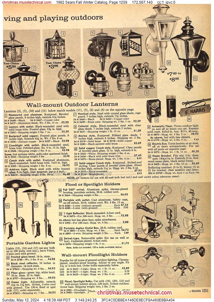1962 Sears Fall Winter Catalog, Page 1259