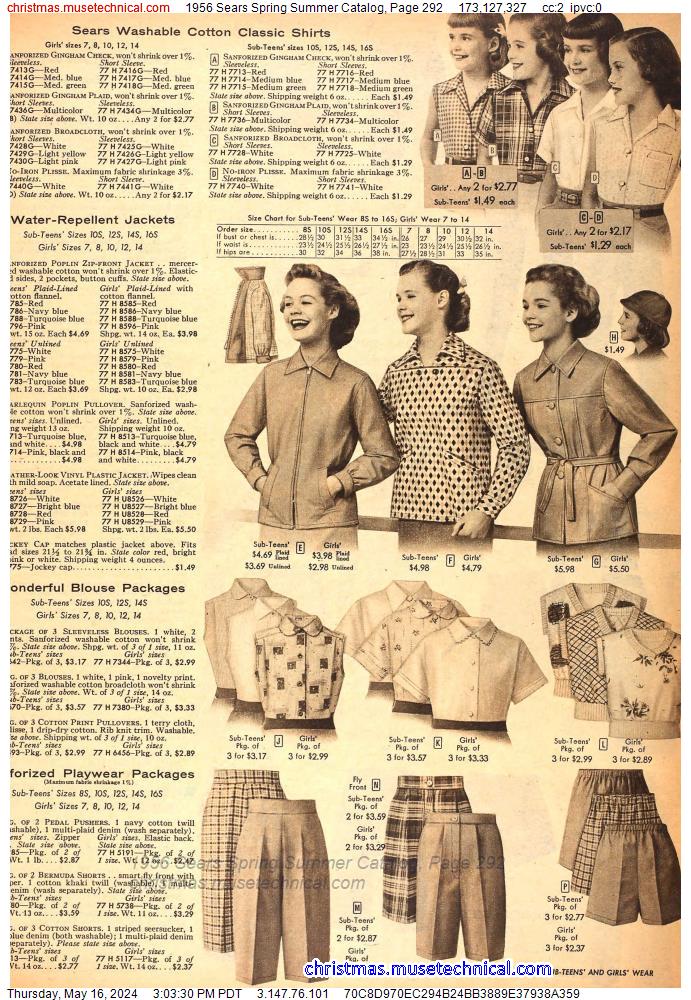 1956 Sears Spring Summer Catalog, Page 292
