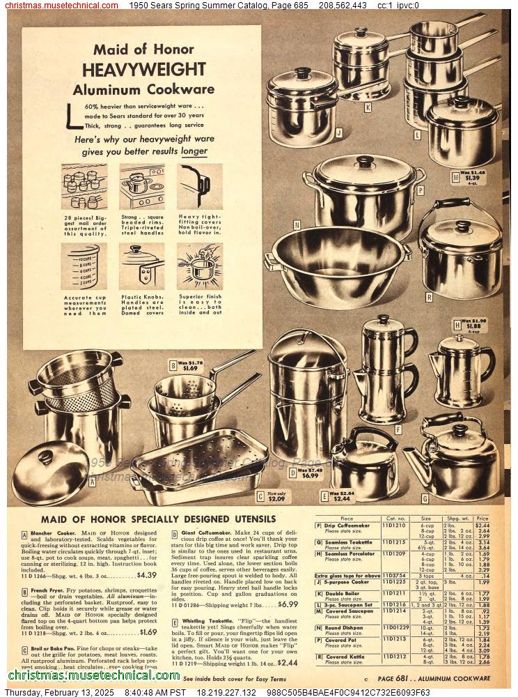 1950 Sears Spring Summer Catalog, Page 685