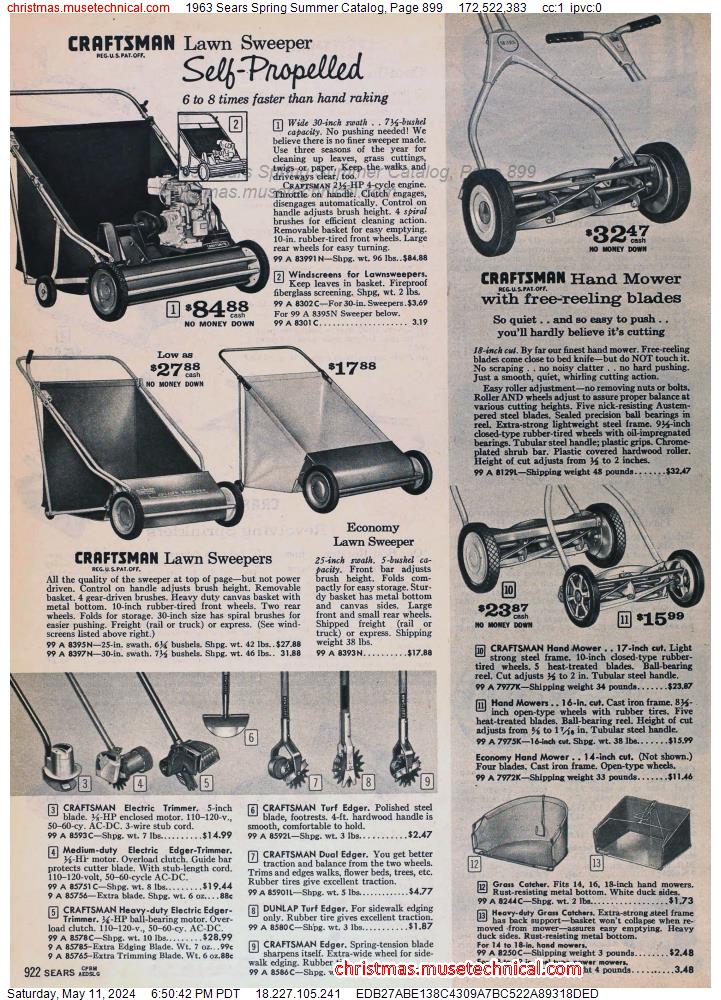 1963 Sears Spring Summer Catalog, Page 899