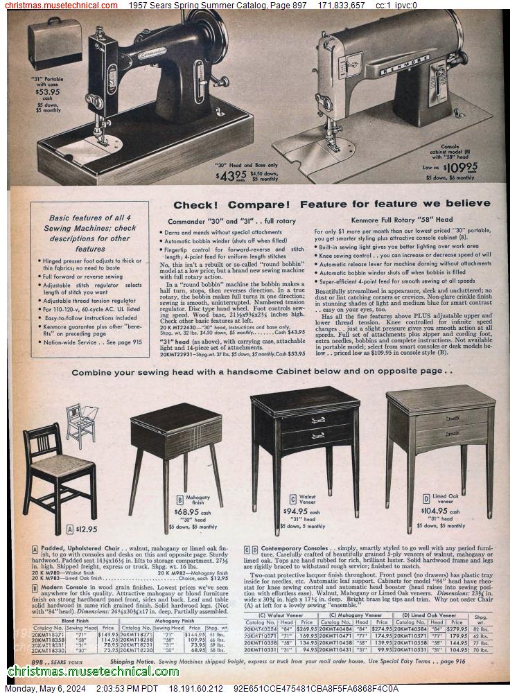 1957 Sears Spring Summer Catalog, Page 897