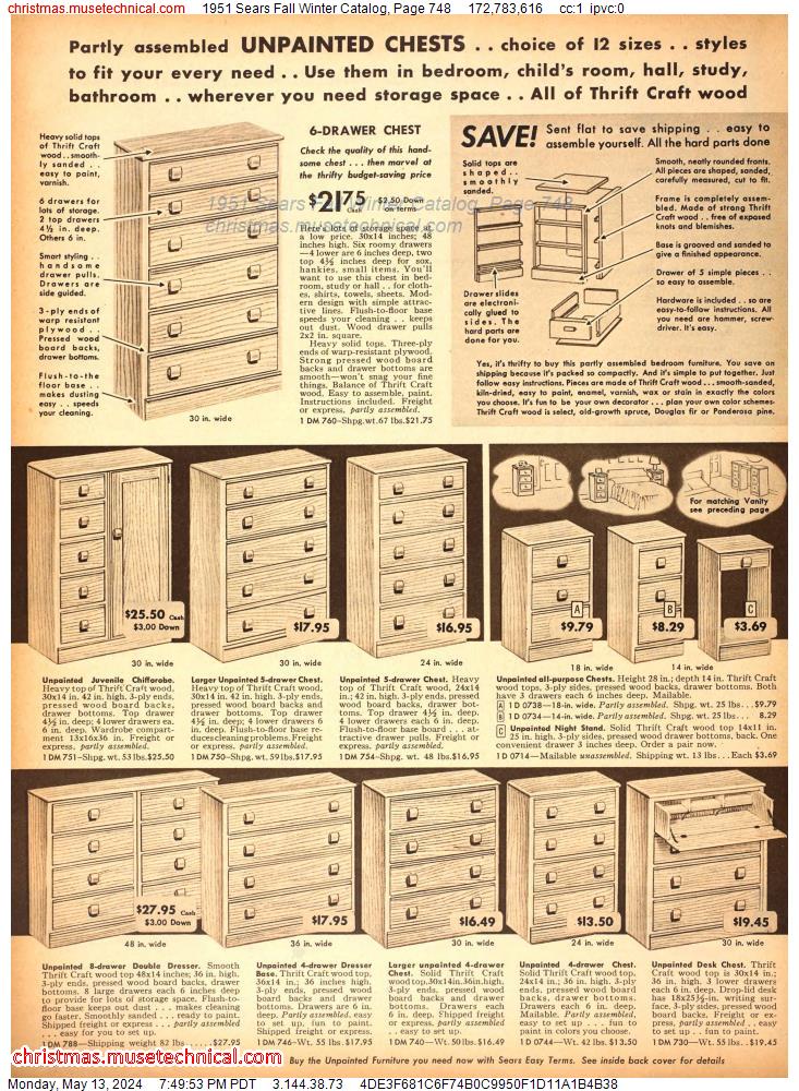 1951 Sears Fall Winter Catalog, Page 748