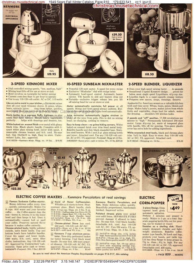 1949 Sears Fall Winter Catalog, Page 810