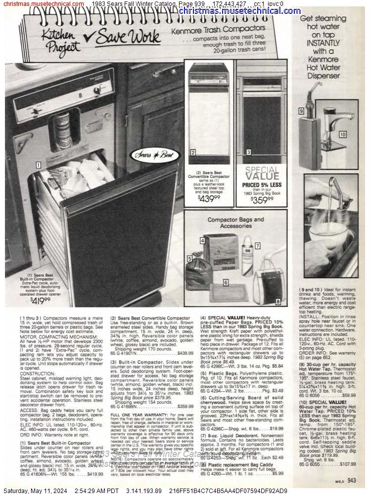 1983 Sears Fall Winter Catalog, Page 939