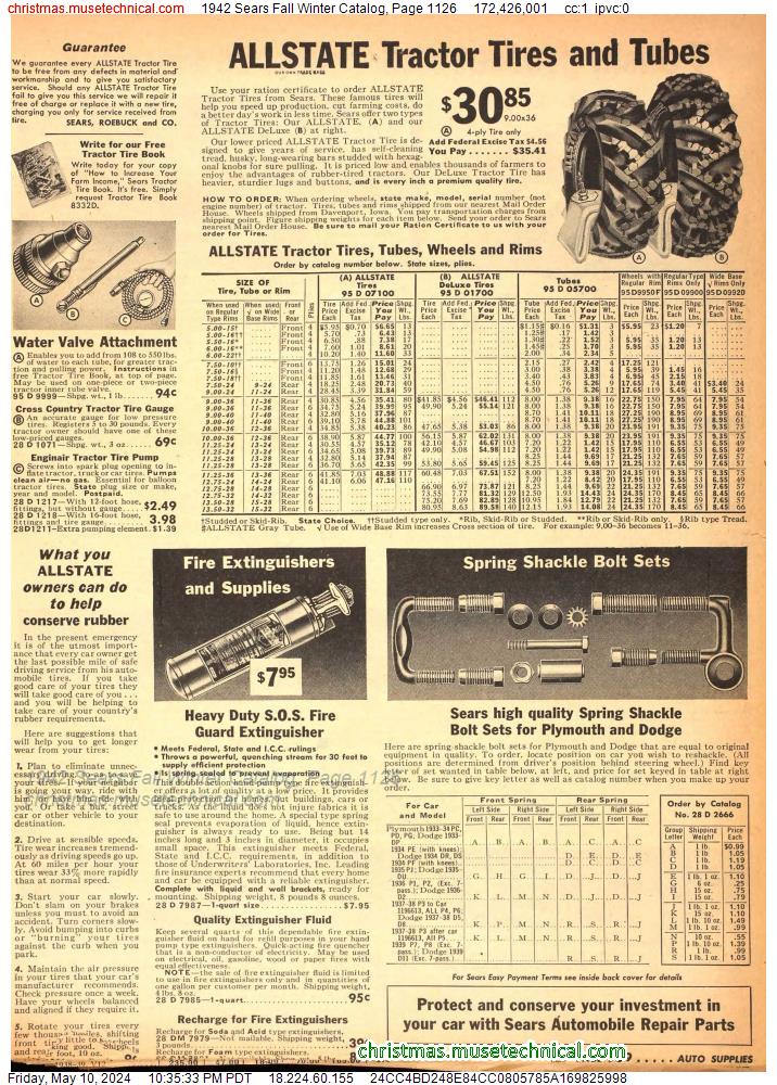 1942 Sears Fall Winter Catalog, Page 1126