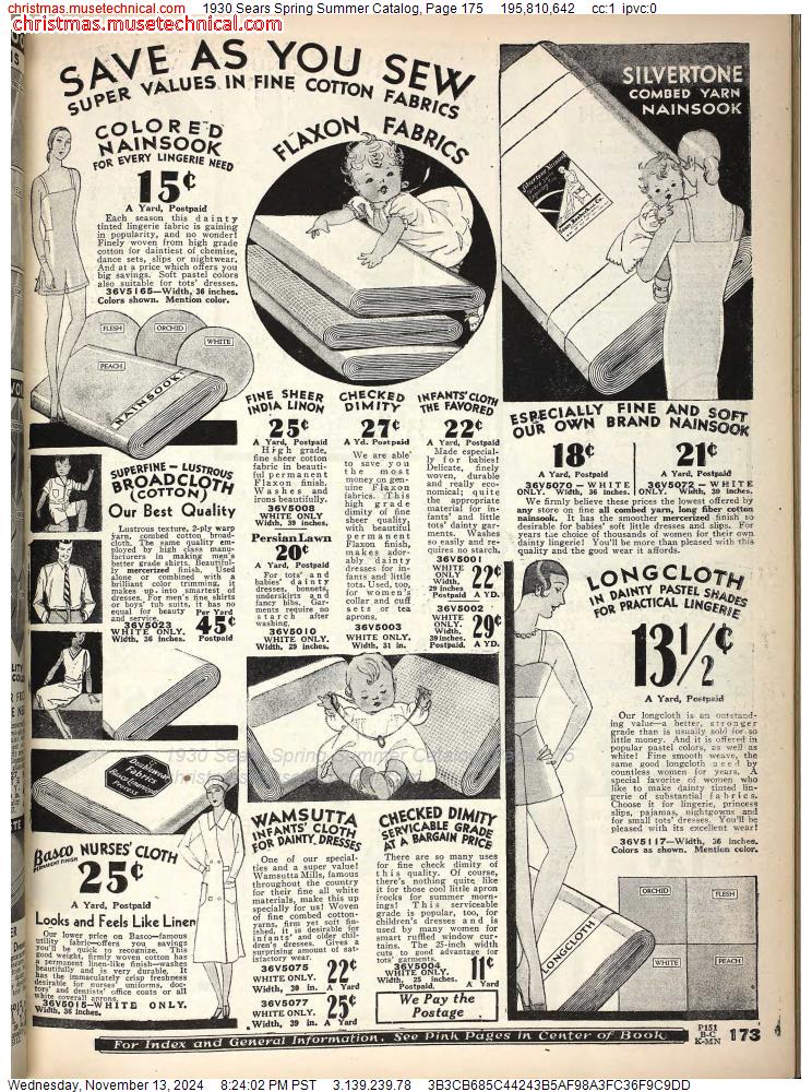 1930 Sears Spring Summer Catalog, Page 175