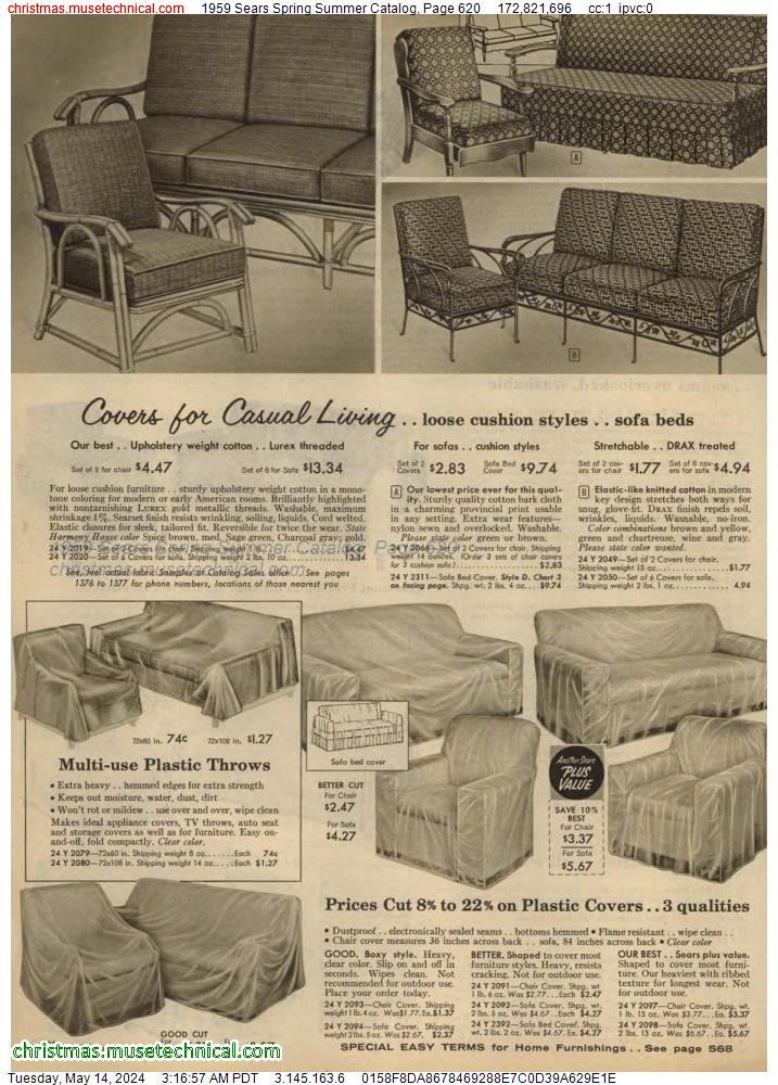 1959 Sears Spring Summer Catalog, Page 620