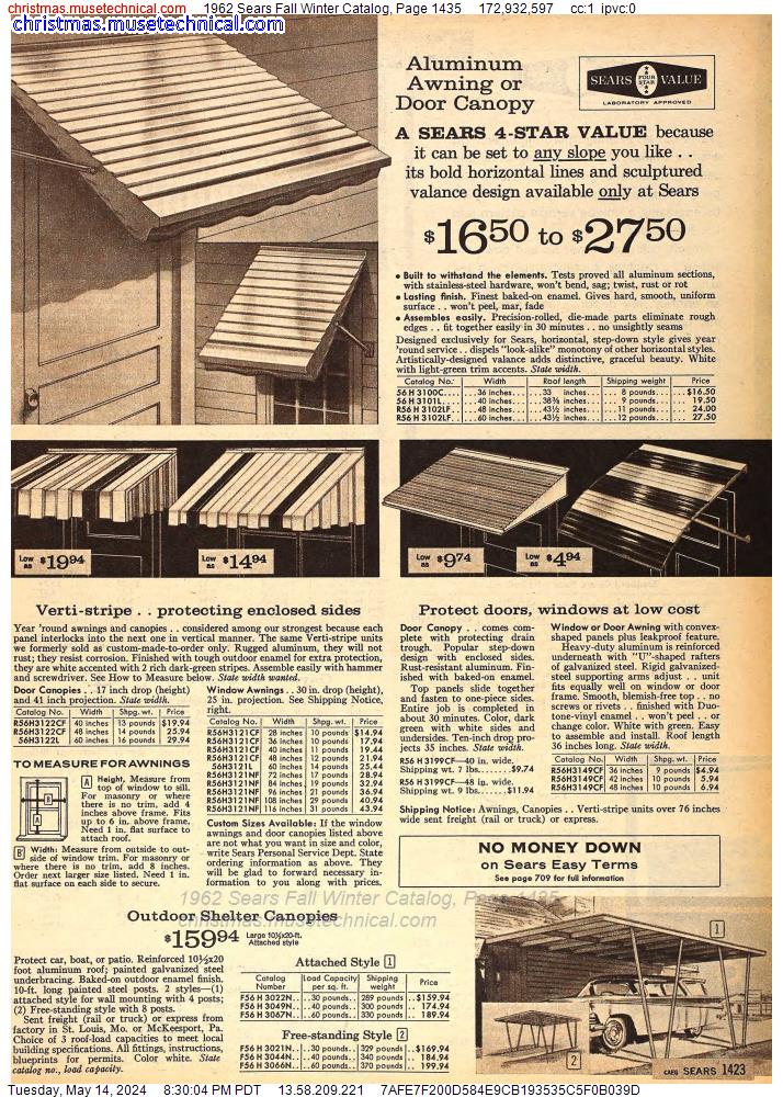 1962 Sears Fall Winter Catalog, Page 1435