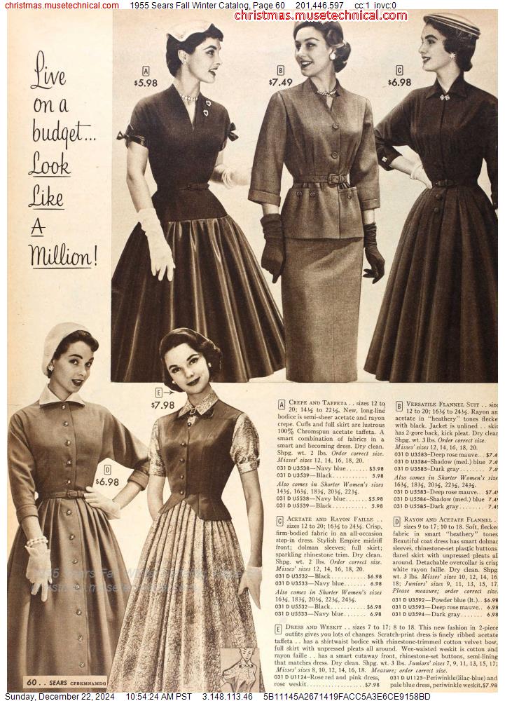 1955 Sears Fall Winter Catalog, Page 60