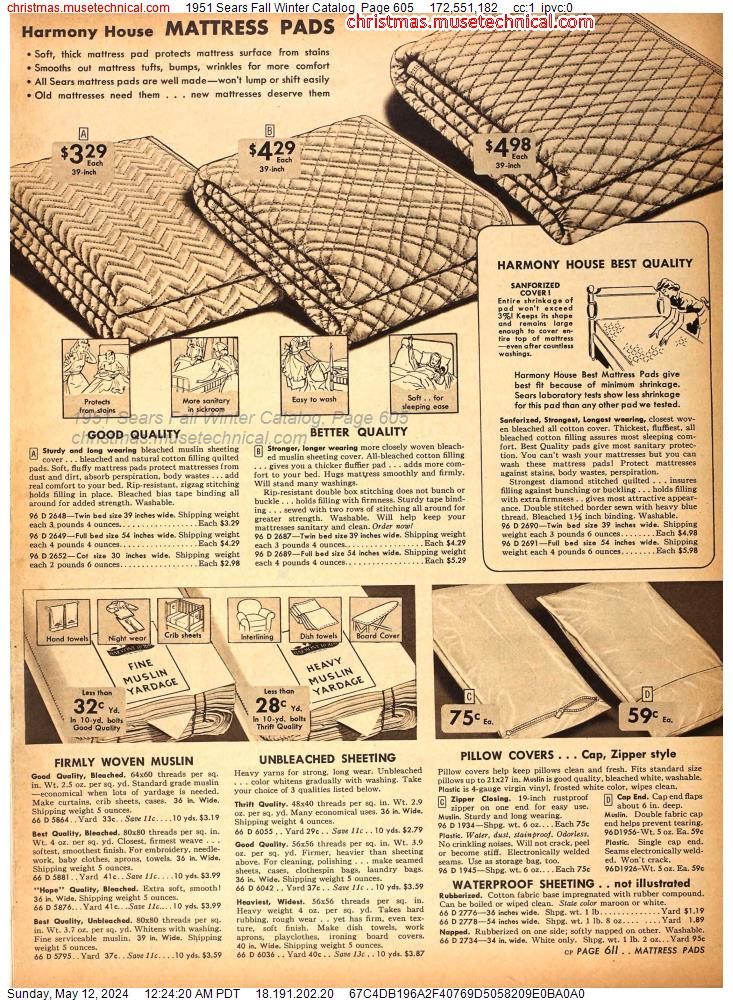 1951 Sears Fall Winter Catalog, Page 605