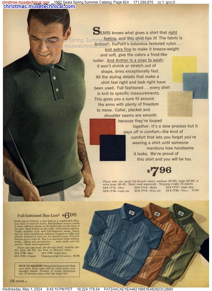 1962 Sears Spring Summer Catalog, Page 624
