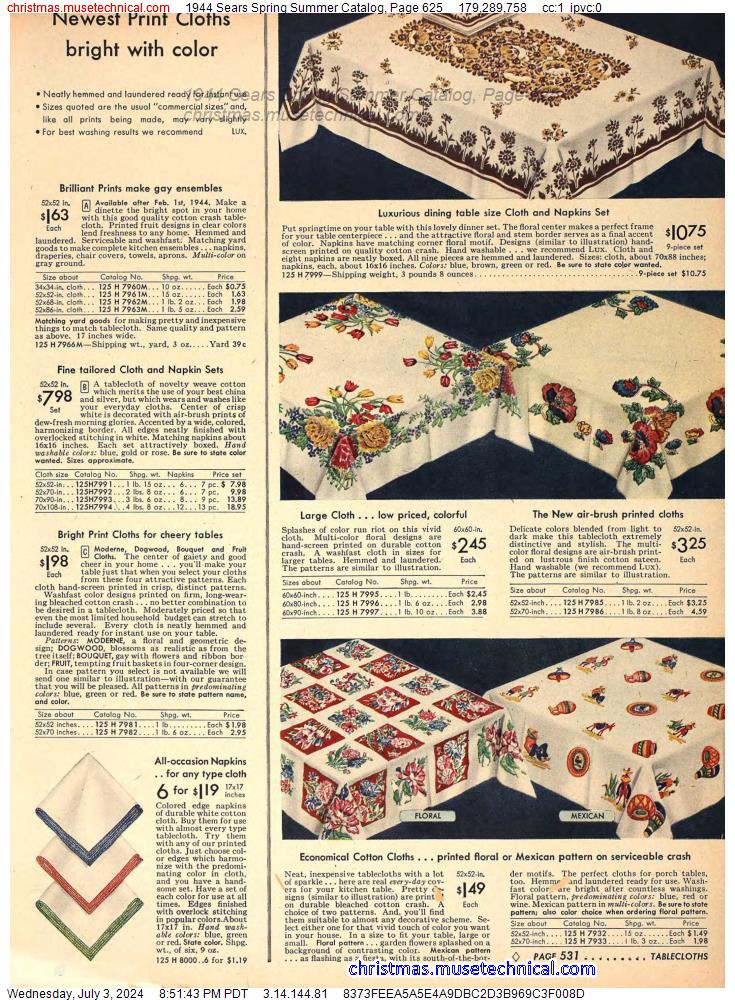 1944 Sears Spring Summer Catalog, Page 625