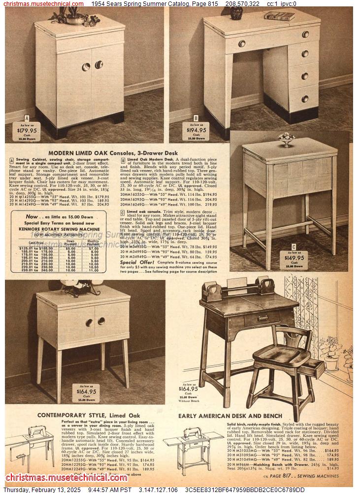 1954 Sears Spring Summer Catalog, Page 815