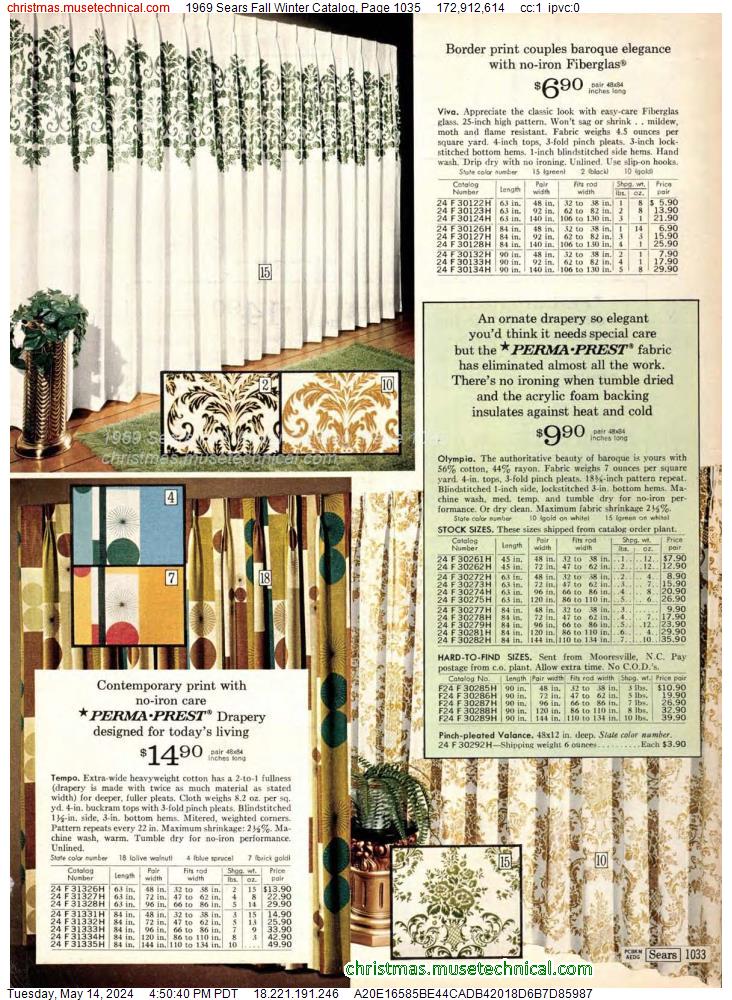 1969 Sears Fall Winter Catalog, Page 1035