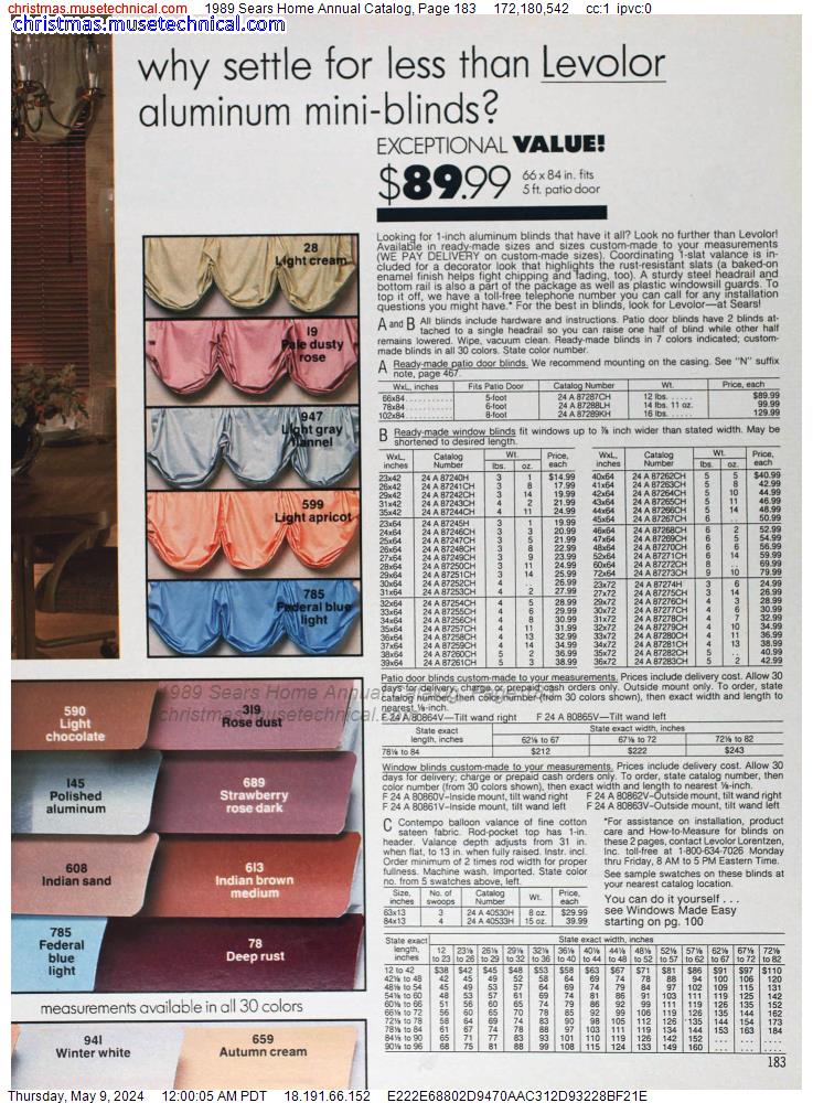 1989 Sears Home Annual Catalog, Page 183