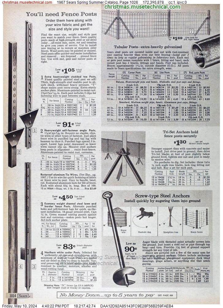 1967 Sears Spring Summer Catalog, Page 1026