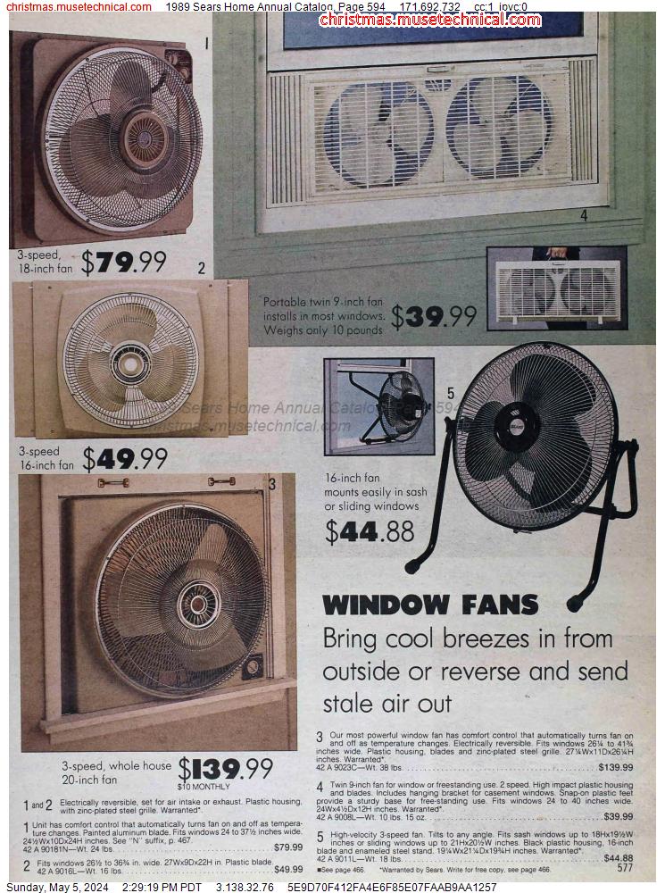 1989 Sears Home Annual Catalog, Page 594
