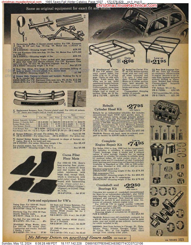 1965 Sears Fall Winter Catalog, Page 1027