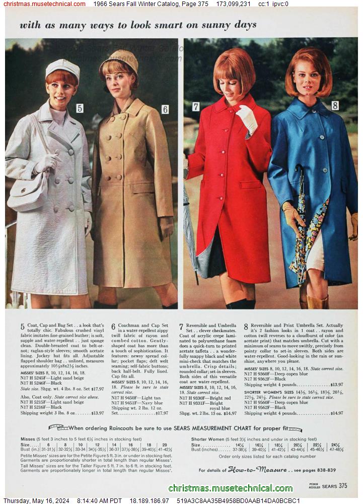 1966 Sears Fall Winter Catalog, Page 375