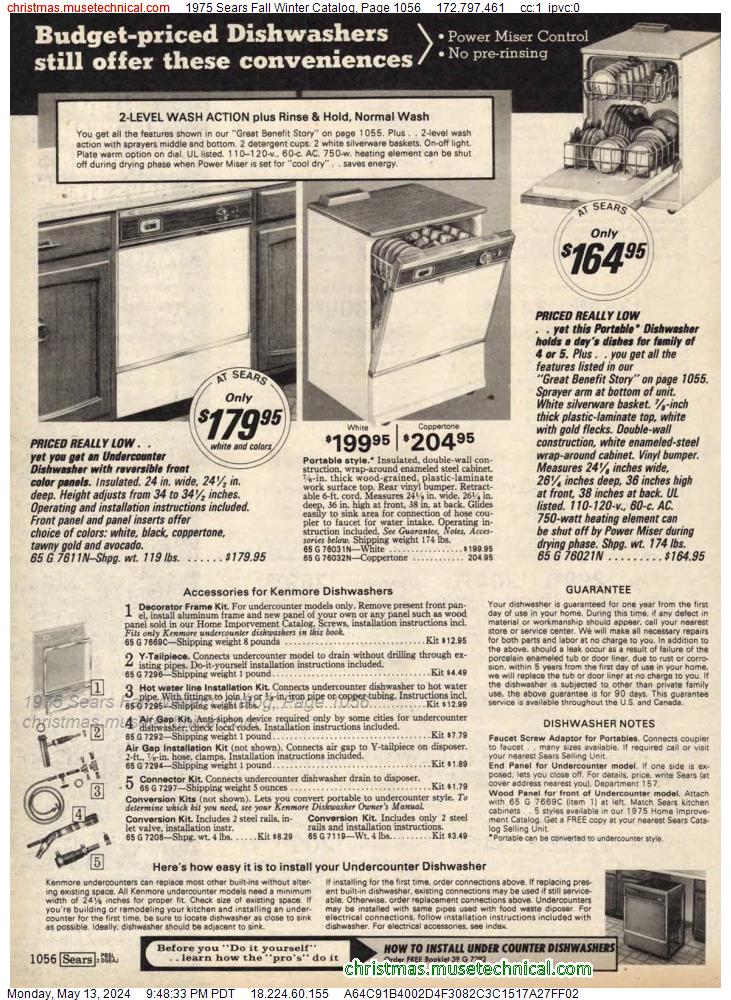 1975 Sears Fall Winter Catalog, Page 1056