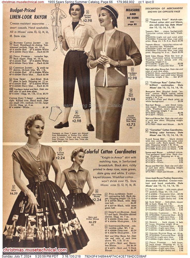 1955 Sears Spring Summer Catalog, Page 66