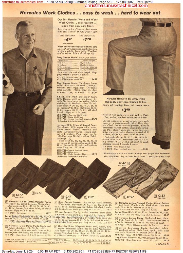 1958 Sears Spring Summer Catalog, Page 510