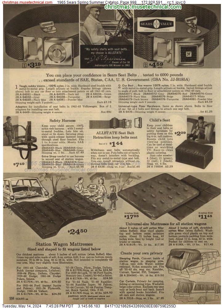 1965 Sears Spring Summer Catalog, Page 998