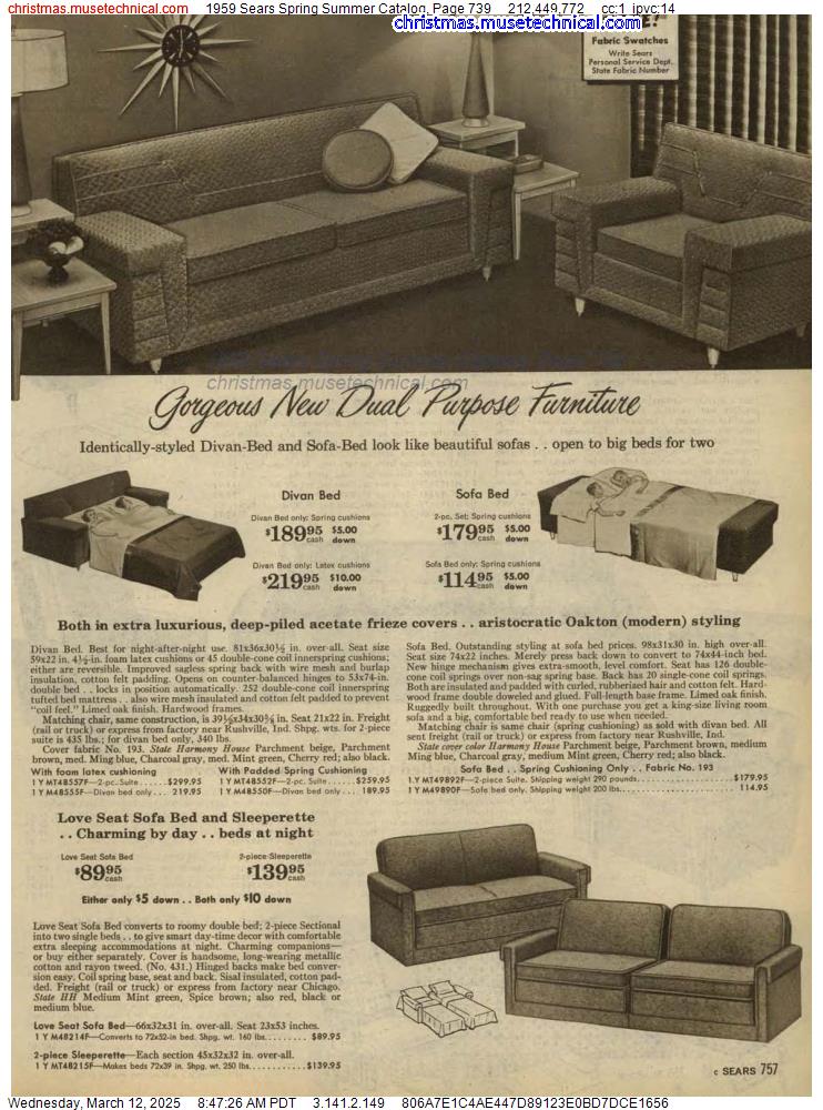 1959 Sears Spring Summer Catalog, Page 739