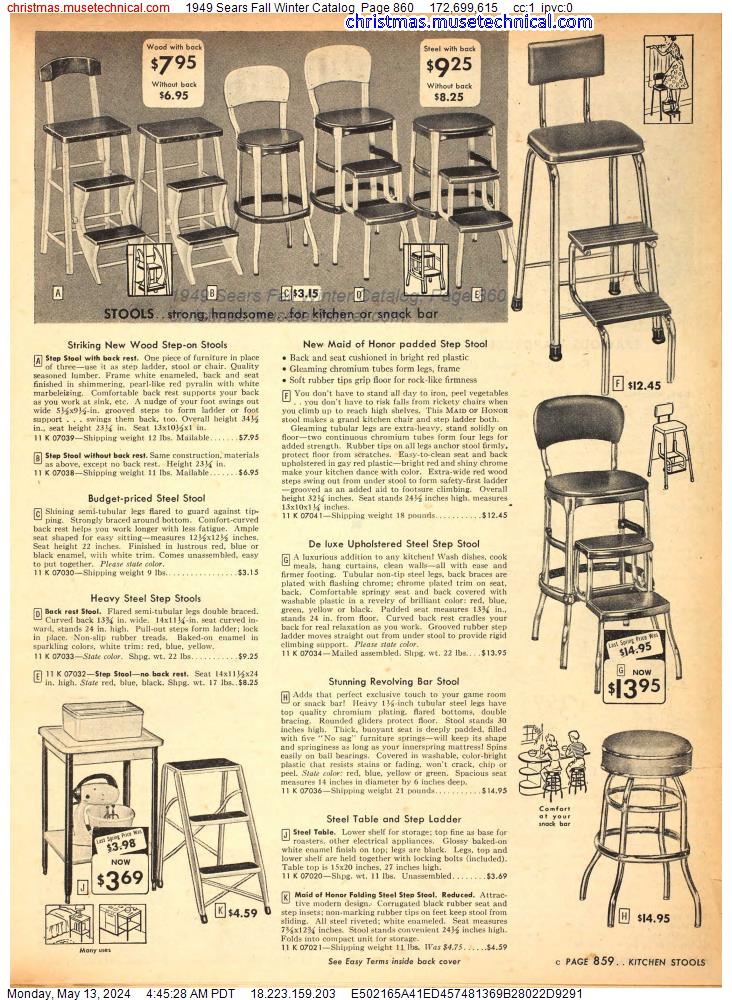 1949 Sears Fall Winter Catalog, Page 860