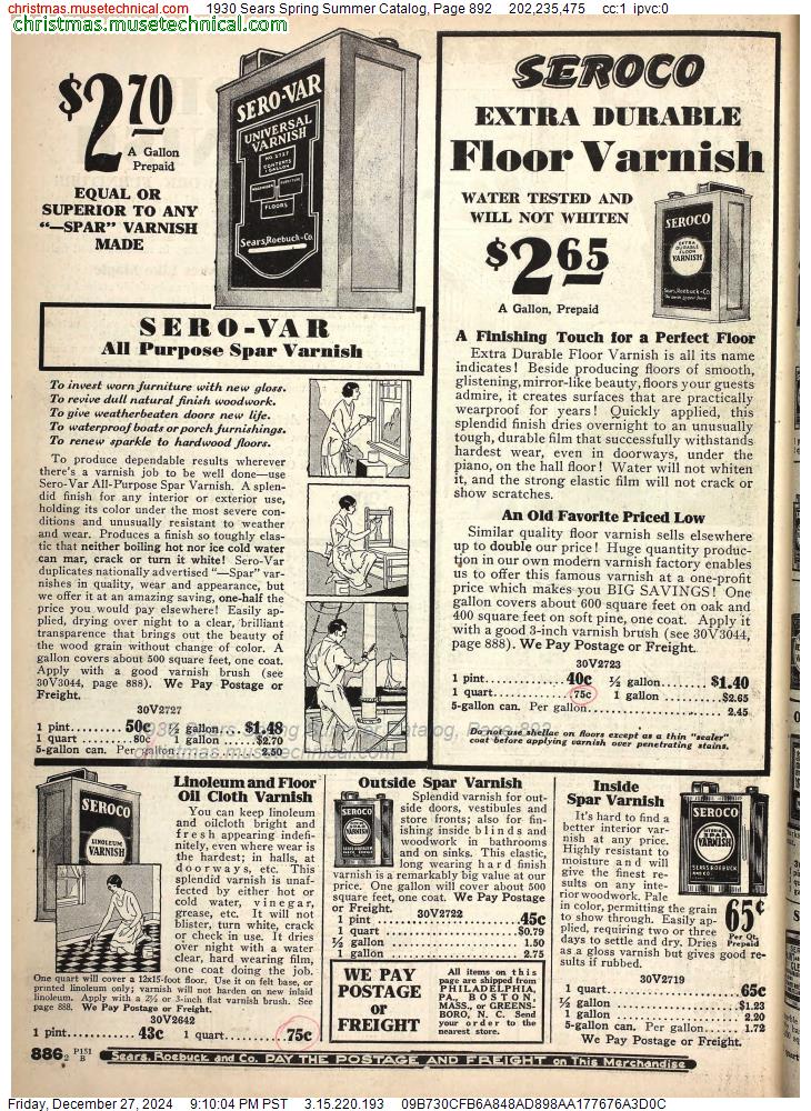 1930 Sears Spring Summer Catalog, Page 892