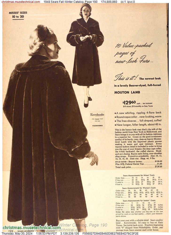 1948 Sears Fall Winter Catalog, Page 190