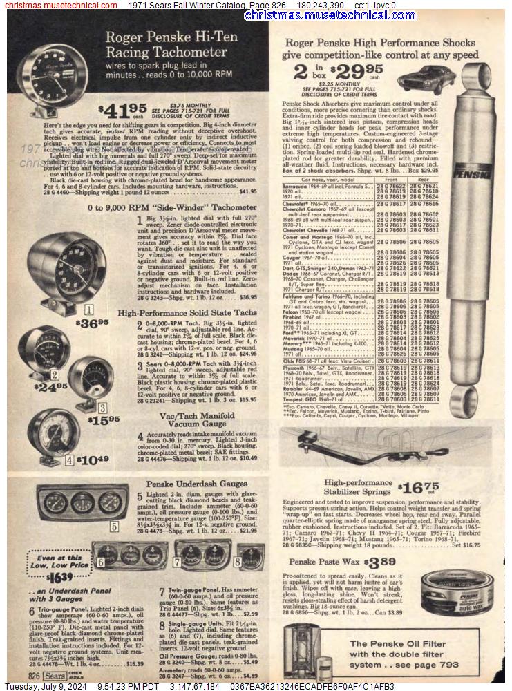 1971 Sears Fall Winter Catalog, Page 826