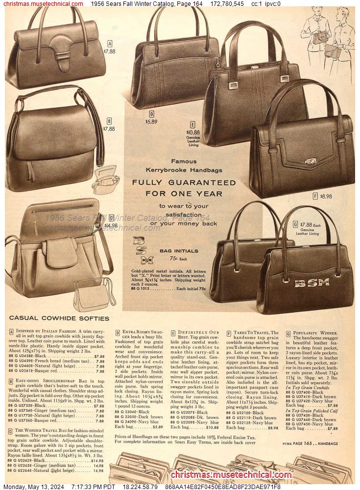1956 Sears Fall Winter Catalog, Page 164
