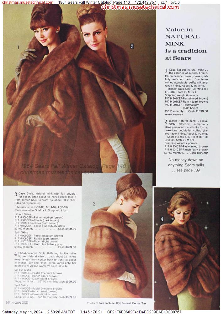 1964 Sears Fall Winter Catalog, Page 140
