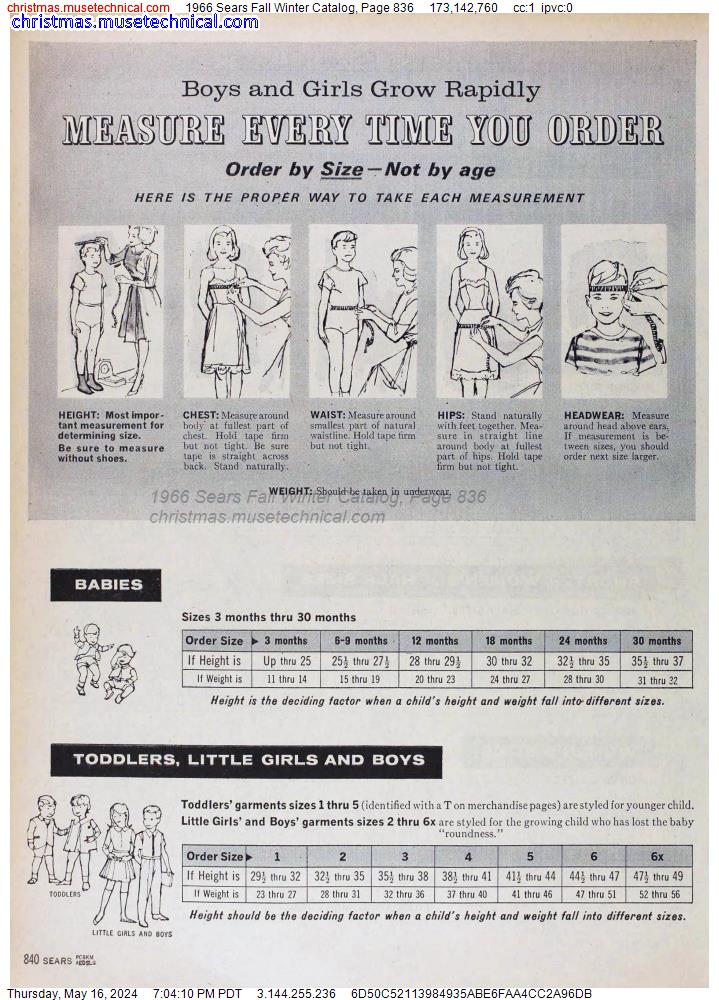 1966 Sears Fall Winter Catalog, Page 836