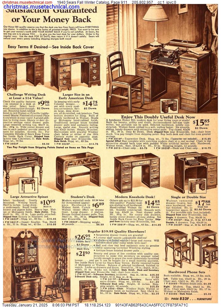 1940 Sears Fall Winter Catalog, Page 911