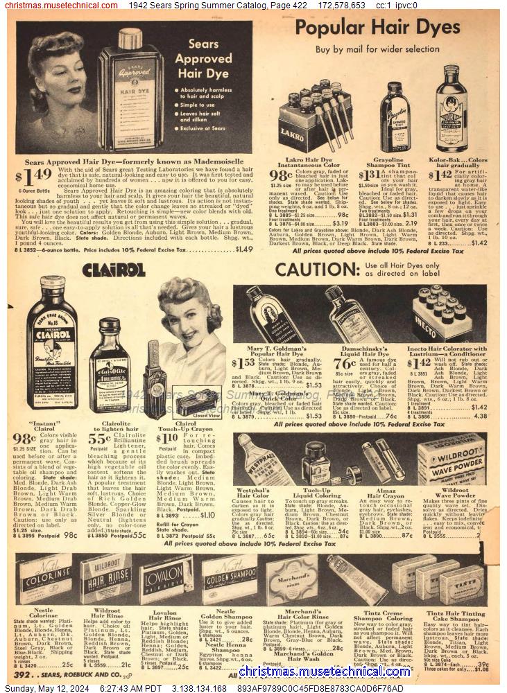 1942 Sears Spring Summer Catalog, Page 422