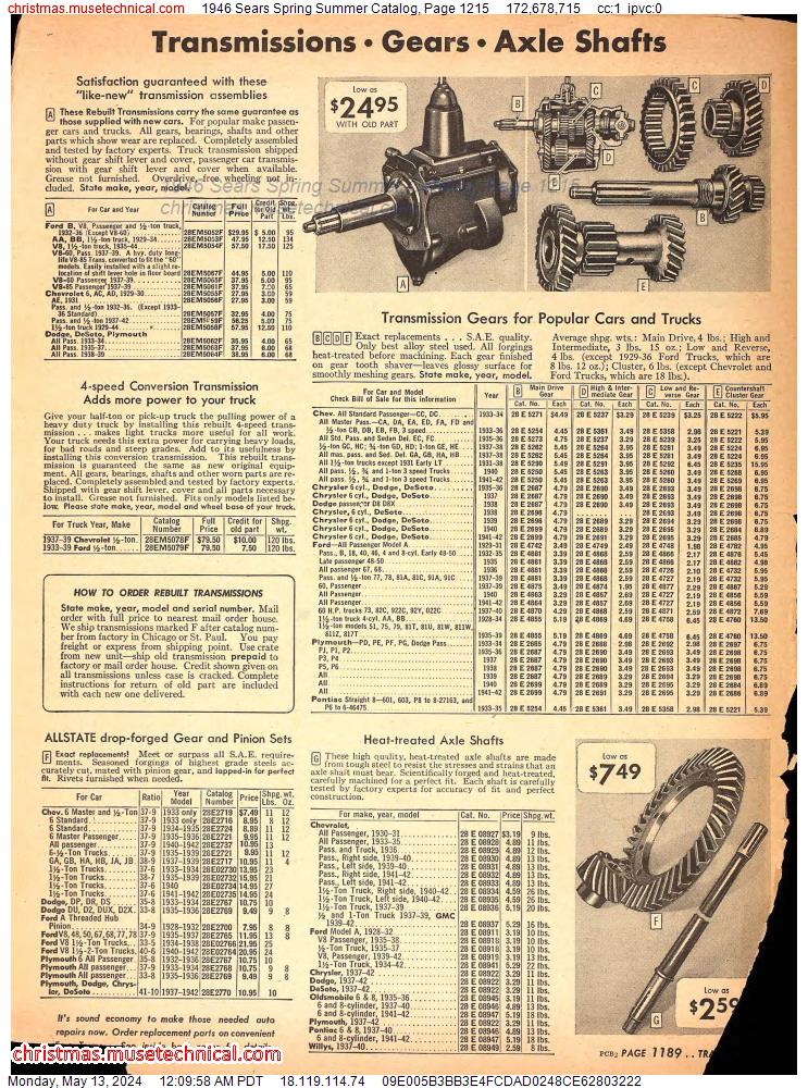 1946 Sears Spring Summer Catalog, Page 1215