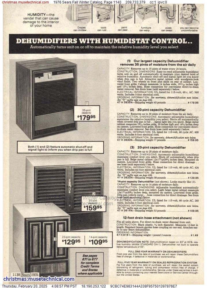 1976 Sears Fall Winter Catalog, Page 1140