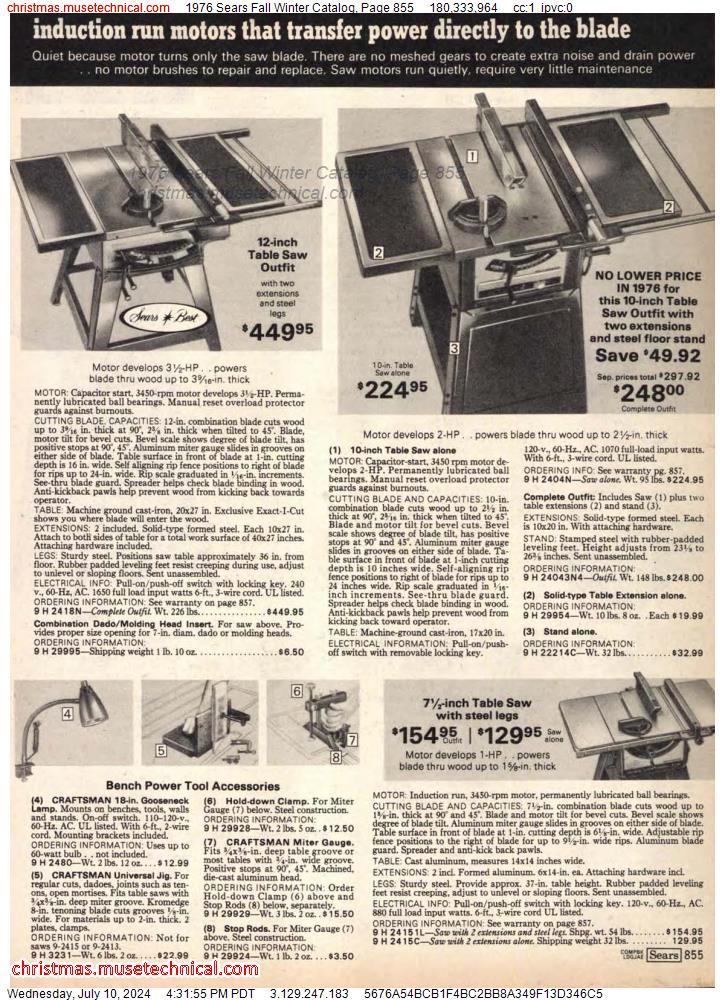 1976 Sears Fall Winter Catalog, Page 855