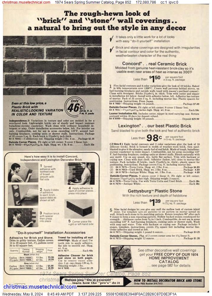 1974 Sears Spring Summer Catalog, Page 852