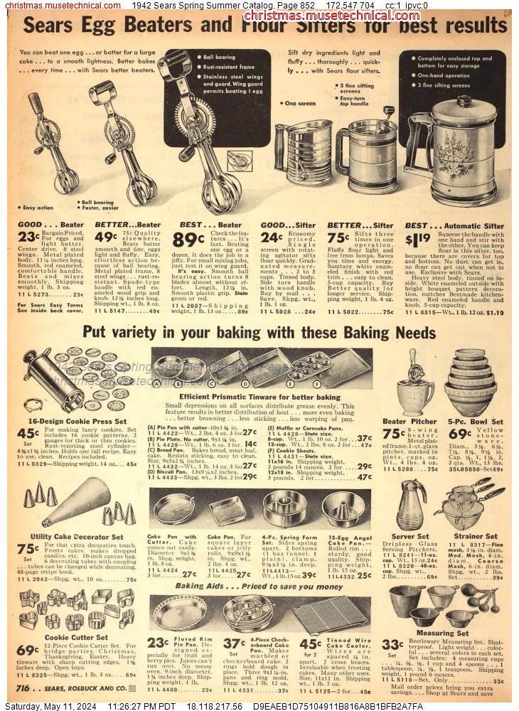 1942 Sears Spring Summer Catalog, Page 852
