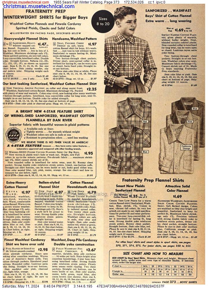 1955 Sears Fall Winter Catalog, Page 373