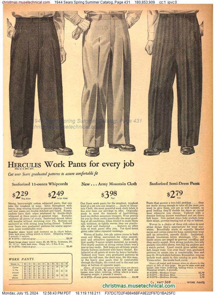 1944 Sears Spring Summer Catalog, Page 431