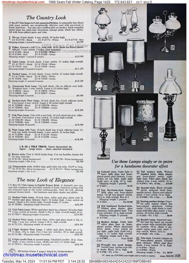 1966 Sears Fall Winter Catalog, Page 1429
