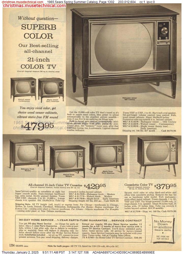 1965 Sears Spring Summer Catalog, Page 1302