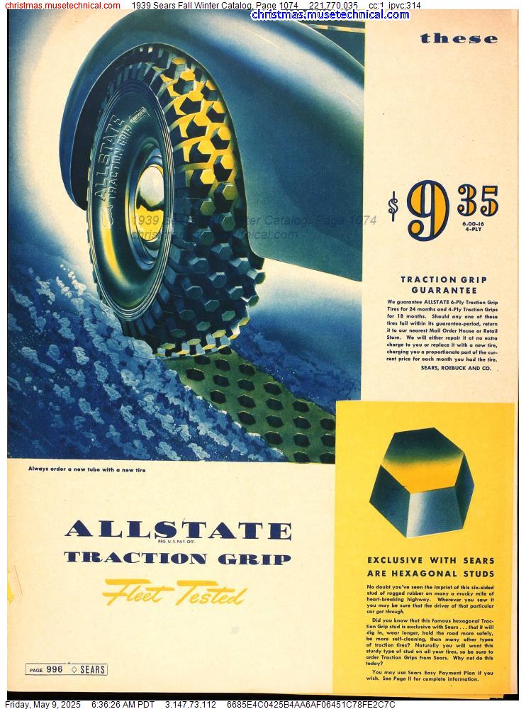 1939 Sears Fall Winter Catalog, Page 1074