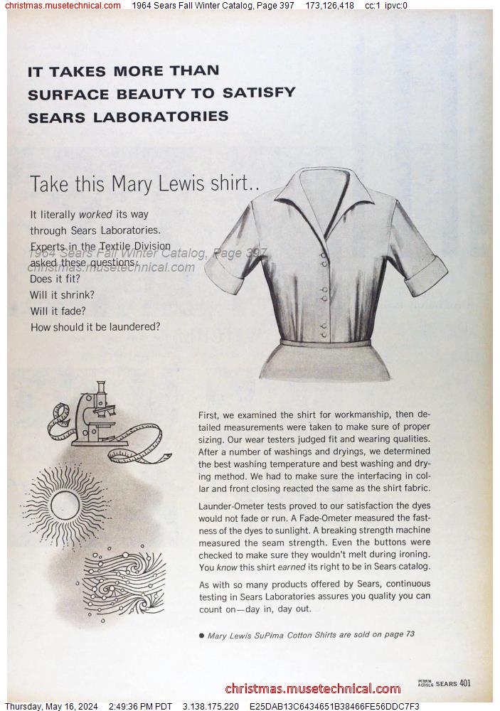 1964 Sears Fall Winter Catalog, Page 397